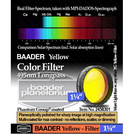 Filtru Baader 1,25" galben 495nm longpass