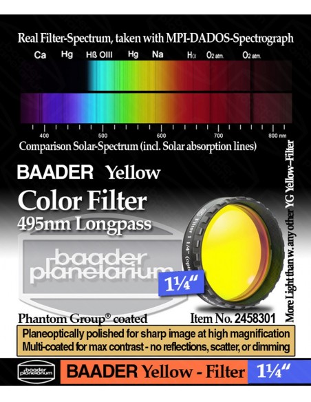 Filtru Baader 1,25" galben 495nm longpass