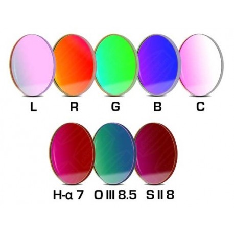 Set filtre CCD Baader 36mm rotund (H-alpha 7nm, O-III 8,5nm, S II 8nm 2 mm grosime și 5 filtre LRGBC) - Dezactivat