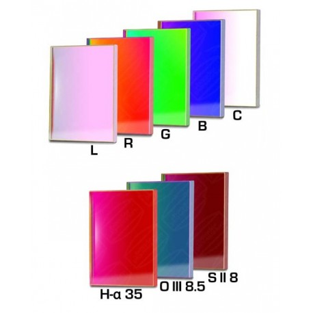 Set filtre CCD Baader 50x50mm patrat (H-alpha 35nm, O-III 8,5nm, S II 8nm 3 mm grosime și 5 filtre LRGBC)) - Dezactivat