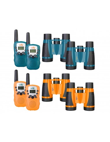 Set binoclu si Walkie Talkie Levenhuk LabZZ WTT10, orange