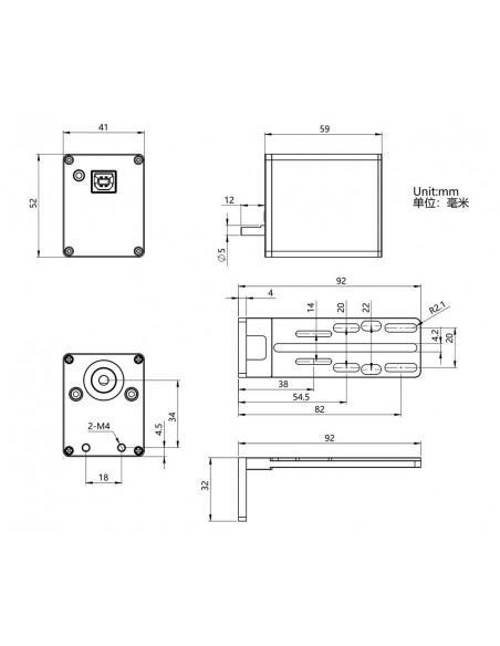 Focuser electronic automat ZWO EAF cu alimentare USB de 5 V + controler manual si senzor