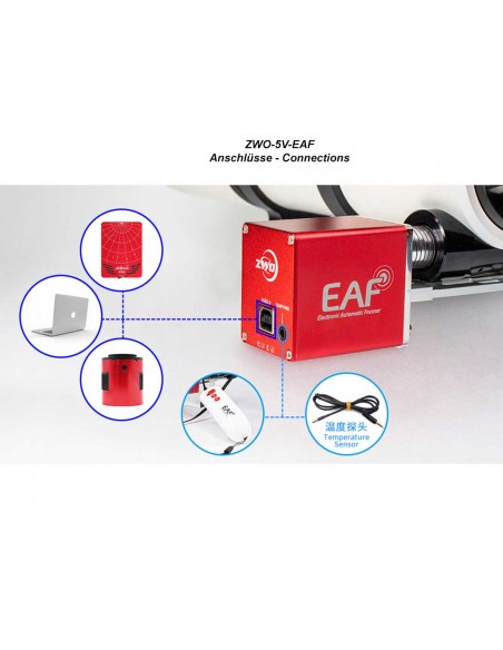 Focuser electronic automat ZWO EAF cu alimentare USB de 5 V + controler manual si senzor
