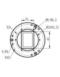 Placa ZWO de inclinare a senzorului M54 - Adaptor M54x0.75 pentru camere ZWO APS-C și Full Frame 2