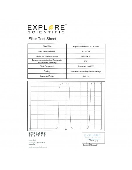 Filtru Explore Scientific CLS 2”