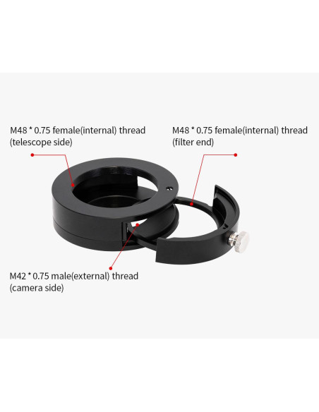 Sertar pentru filtre ZWO 2"- conexiune M48 și T2 - lungime 21mm