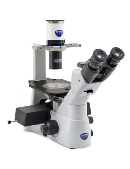 Microscop inversat Optika IM-3LD2, Plan IOS LWD PH, LED-FLUO, 400x, trinocular, B&G set filtre