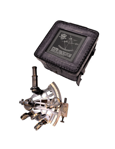 Sextant din alama in cutie din piele – ST003