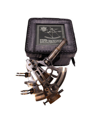 Sextant din alama in cutie din piele – ST003